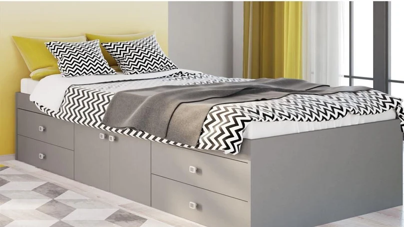 una imagen de Arctic Grey Wooden Low Sleeper 4 Drawer Storage Bed Frame