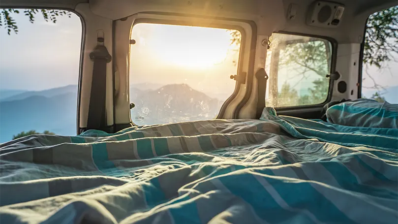 Una imagen de una vista desde el colchón para autocaravanas y caravanas