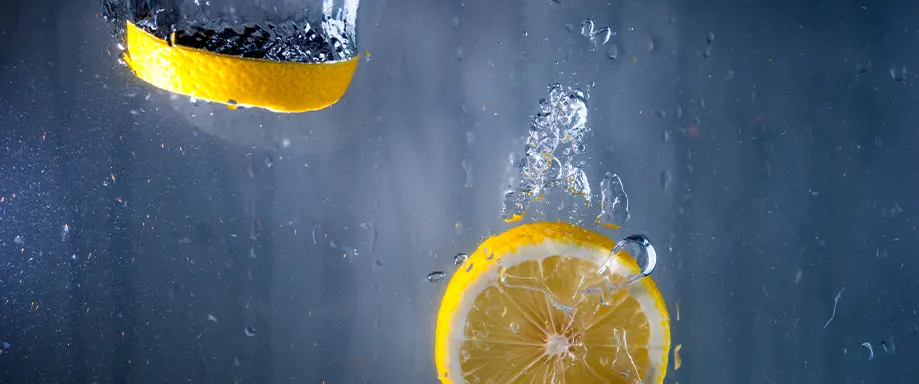 Rodajas de limón en agua