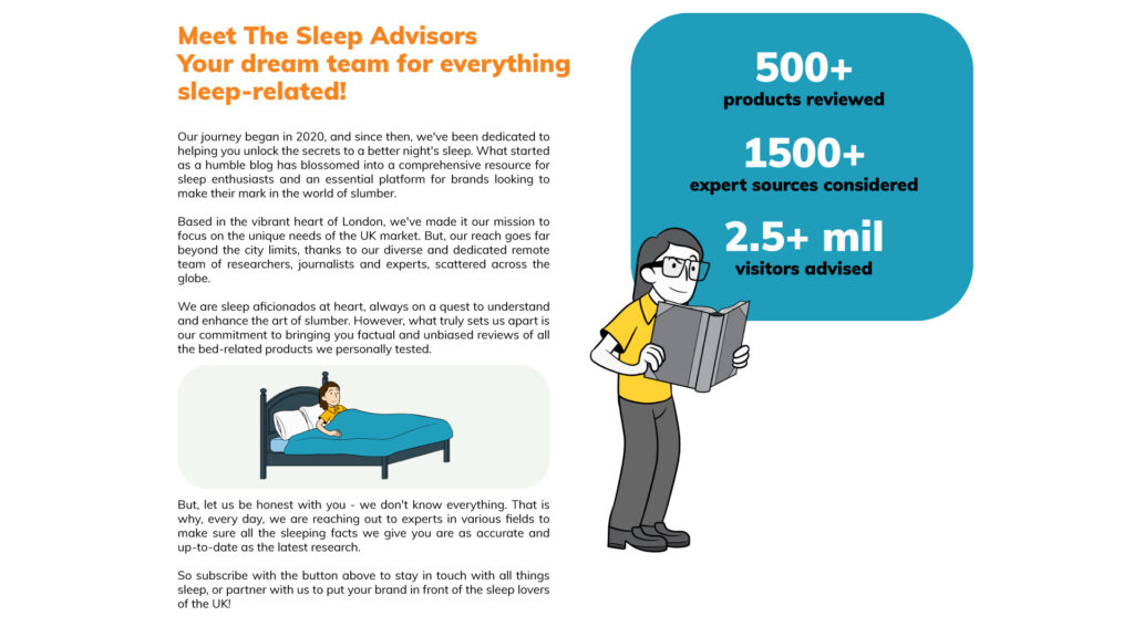 una infografía que muestra más información sobre The Sleep Advisors